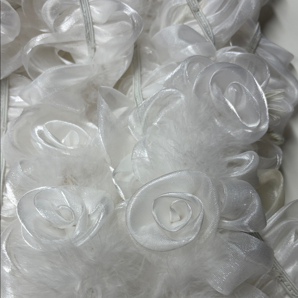White Floral Organza Rose Trim